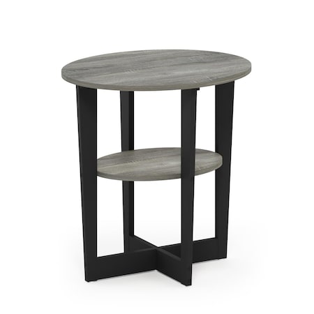 Furinno JAYA Oval End Table French Oak Grey & Black 15019GYWBK